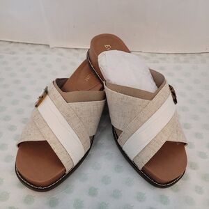 Enzo Angiolini Beige and White Sandals